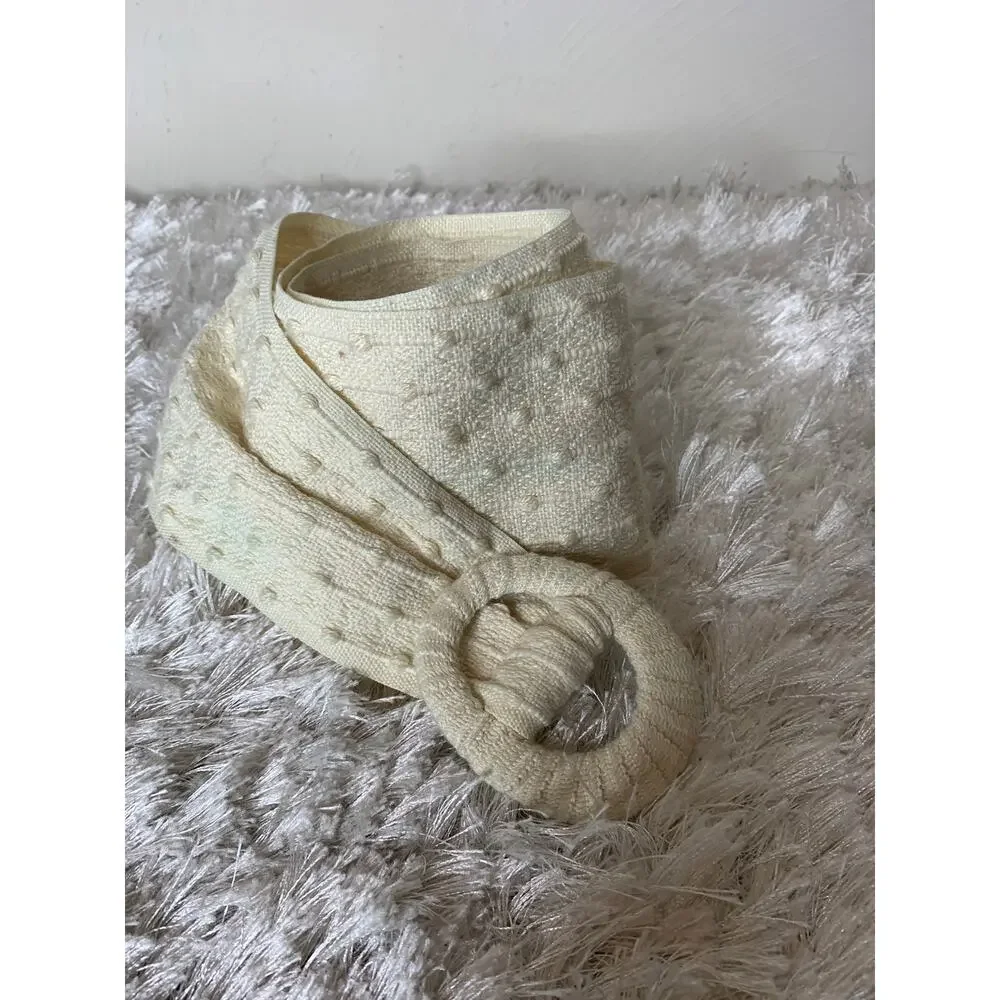 80s Fabric Cream Belt OSFA 3.5